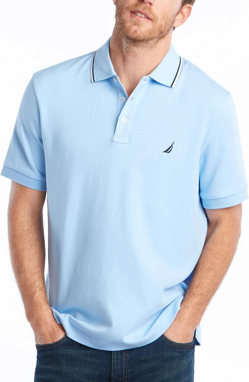 پولوشرت آستین کوتاه مردانه ناتیکا با یقه دو خط