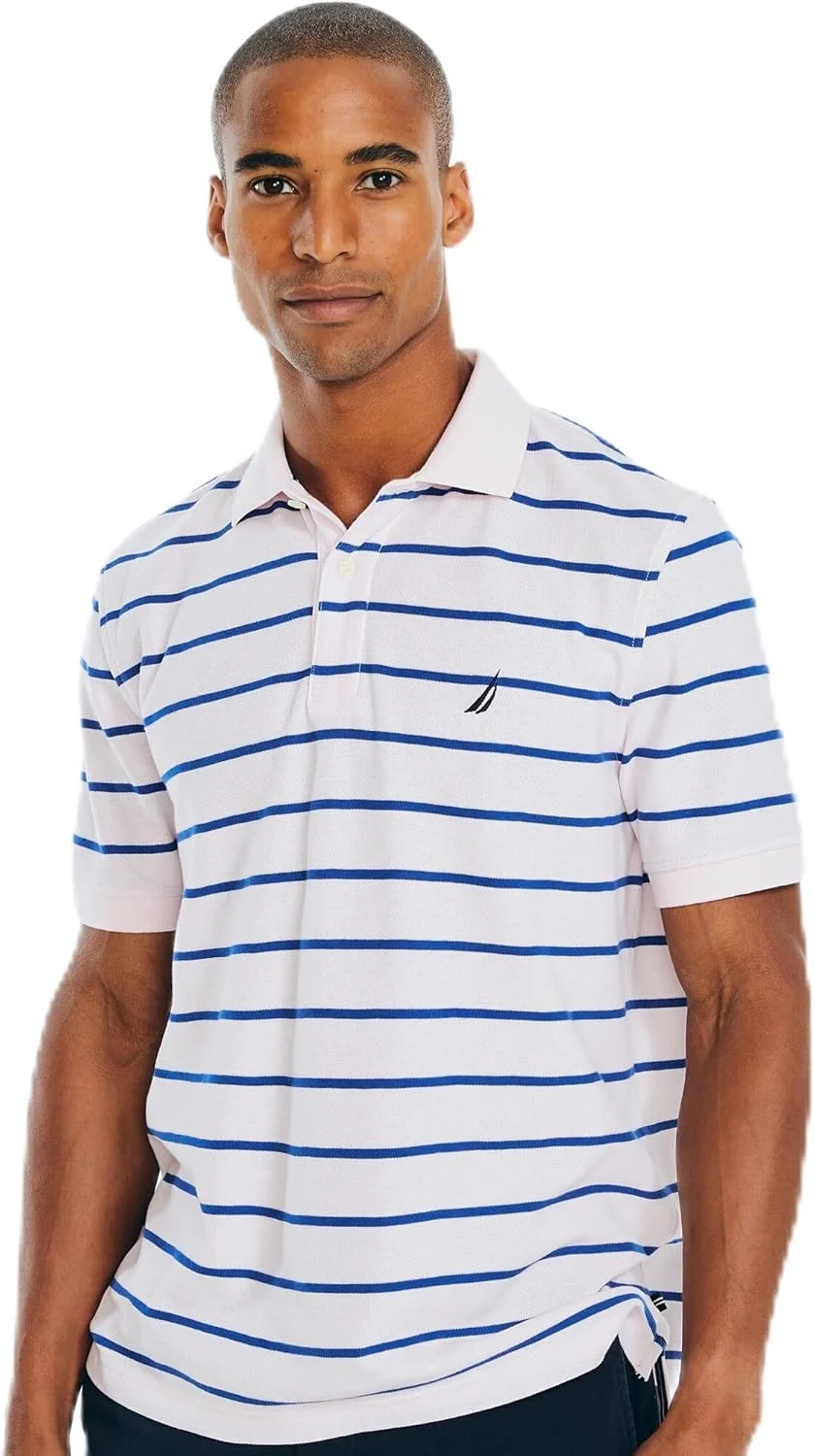 پولوشرت آستین کوتاه مردانه ناتیکا، سایز XXL، راه راه صورتی و آبی