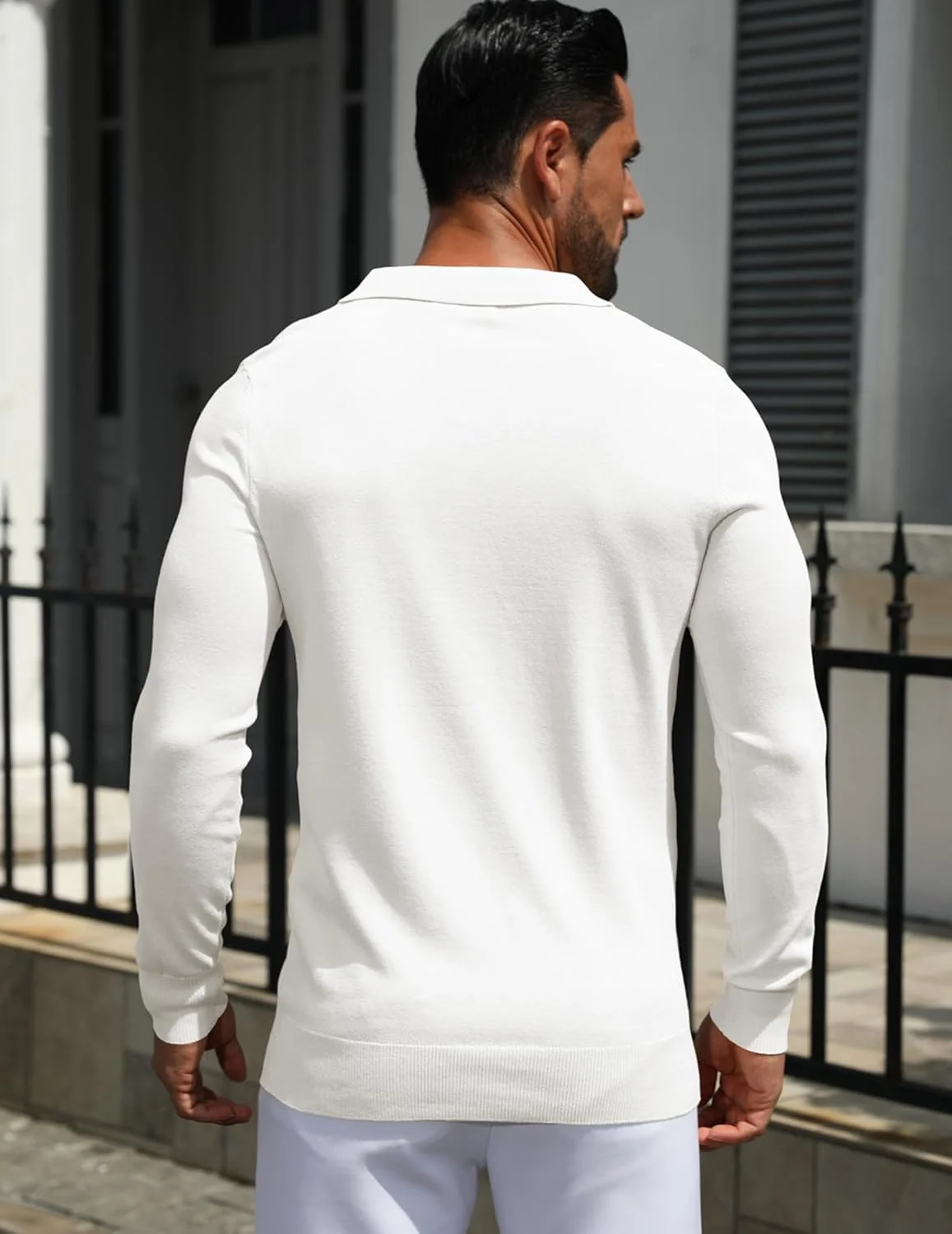 پلیور بافتنی مردانه MioRoim، آستین بلند، یقه پولو دکمه دار، سبک و مناسب گلف