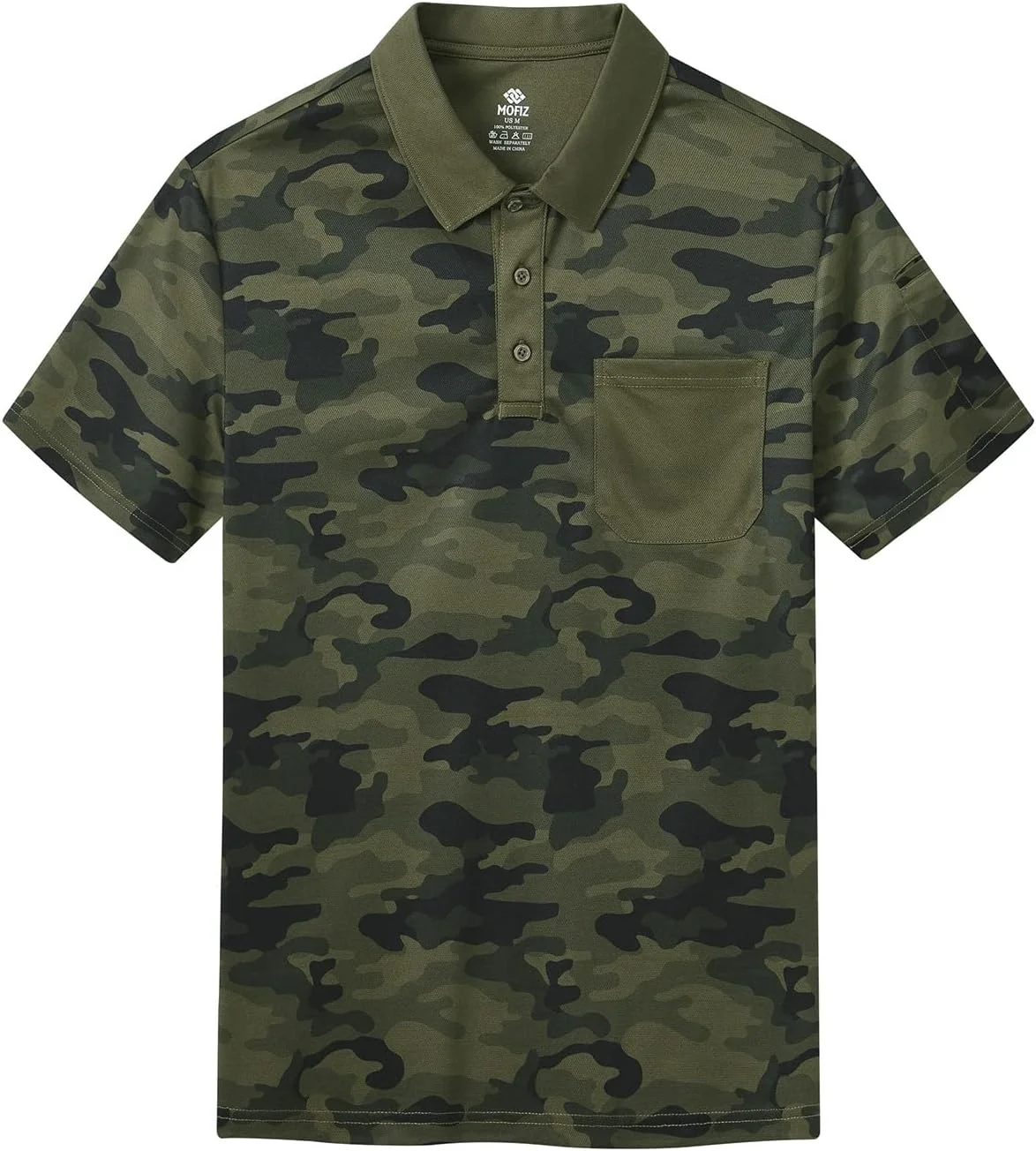 پولوشرت مردانه طرح استتار مناسب گلف و پیاده‌روی، آستین کوتاه و تنفس‌پذیر