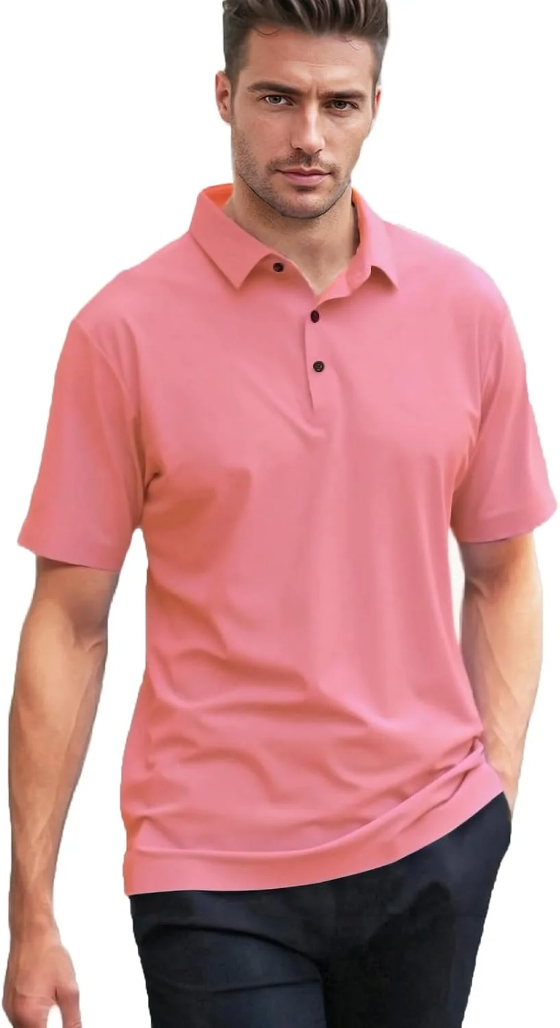 پولوشرت مردانه بدون درز، آستین کوتاه یقه دار، خنک، سازگار با پوست، خشک شونده سریع، مناسب برای استفاده روزمره و کار