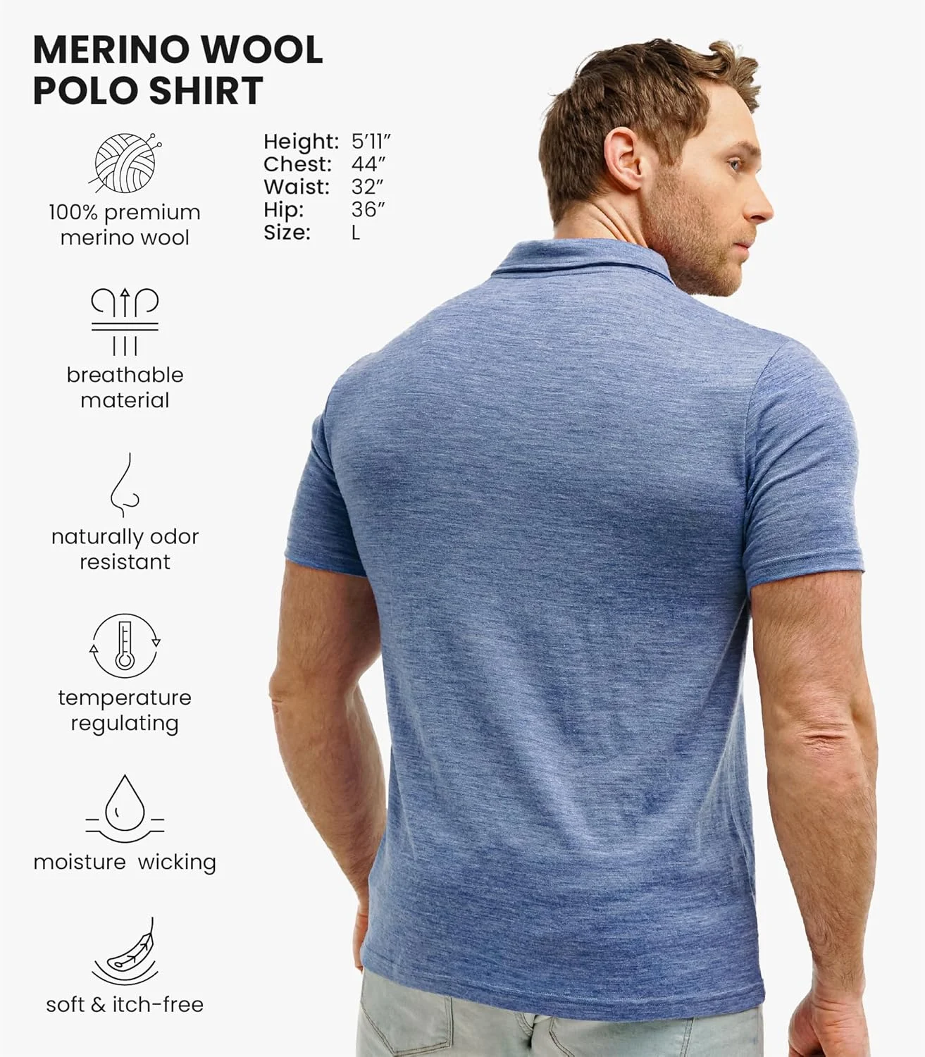 پولوشرت مردانه پشم مرینوس - پیراهن های 100% پشم مرینوس ضد بو برای مردان آستین کوتاه و آستین بلند پولوشرت تنفسی