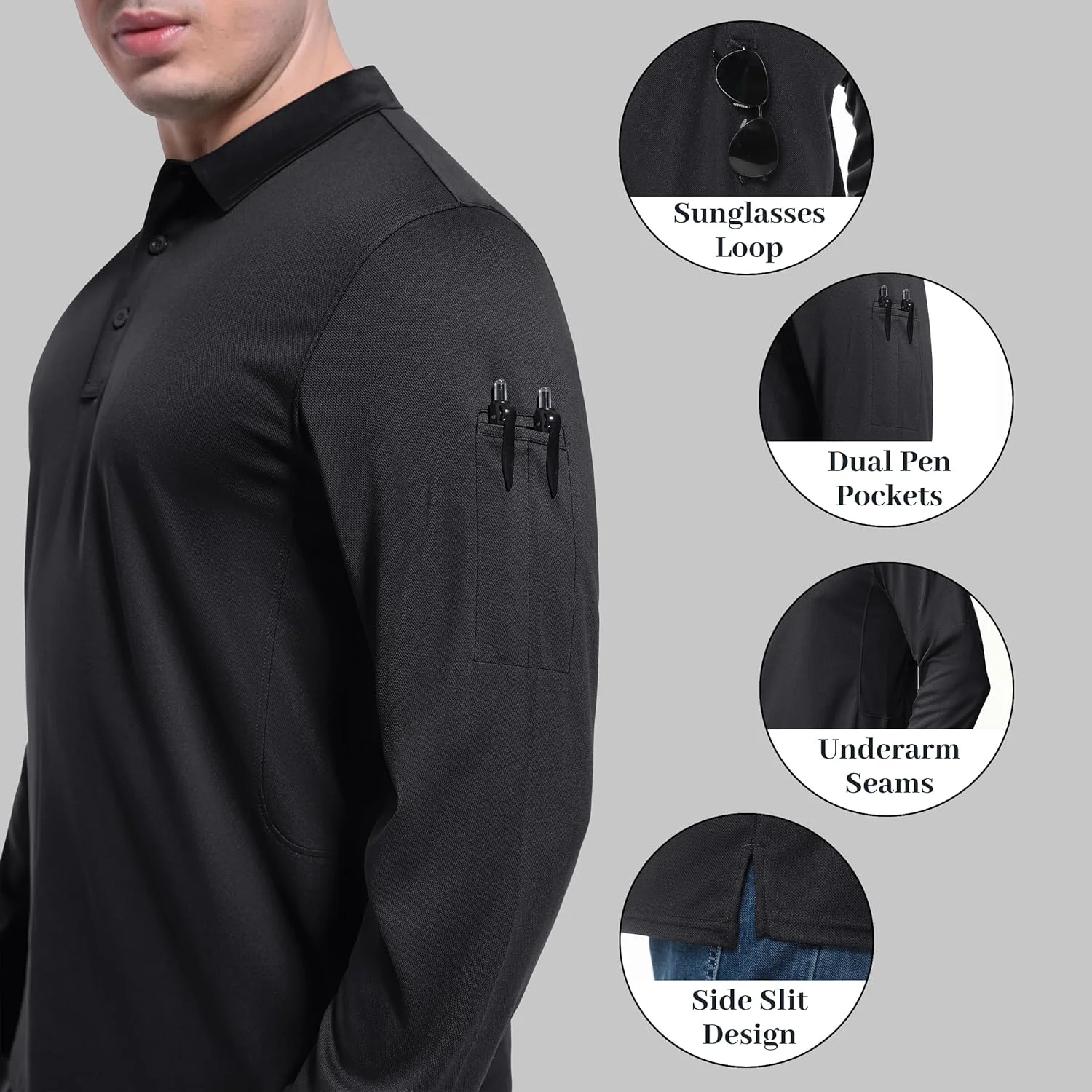 پولوشرت آستین بلند مردانه مَگنیویت، با قابلیت خشک شدن سریع، مناسب فعالیت های ورزشی و استفاده روزمره