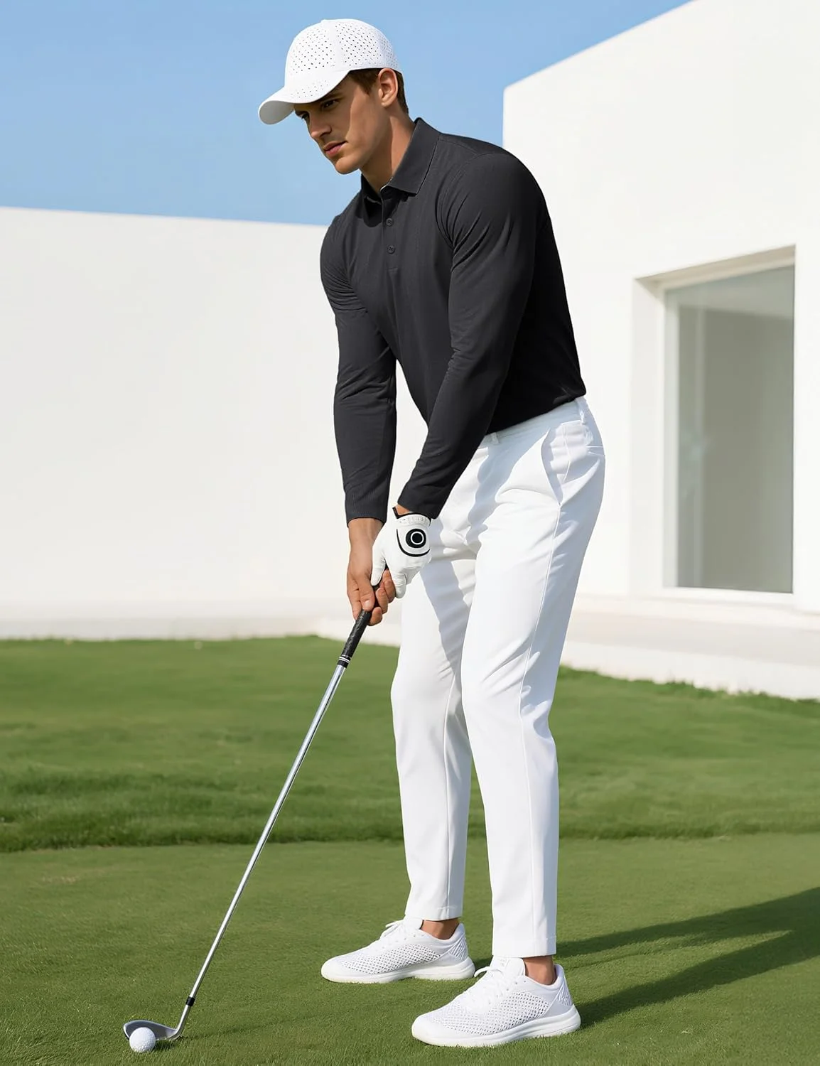پولوشرت آستین بلند مردانه مَگکومسن، با قابلیت جذب رطوبت، مناسب ورزش گلف، فعالیت های ورزشی و استفاده روزمره
