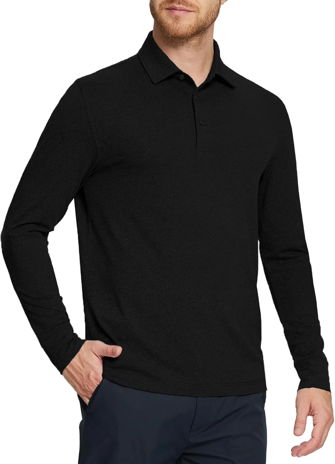 پیراهن های گلف مردانه M MAELREG، با قابلیت خشک شدن سریع، عملکرد جذب رطوبت، یقه دار و آستین بلند