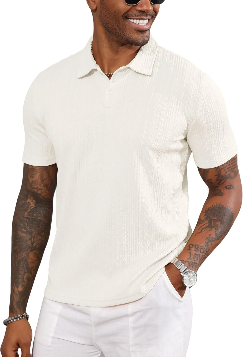 پولوشرت بافتنی مردانه LOGEEYAR آستین کوتاه، مدل معمولی، پولوشرت های بافت دار، پیراهن های گلف یقه دار غیر رسمی تابستانی