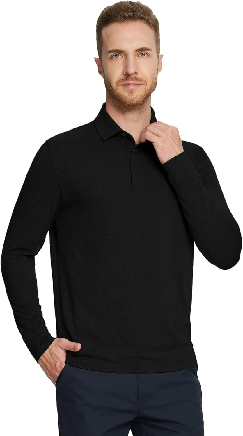 پیراهن های گلف مردانه M MAELREG، با قابلیت خشک شدن سریع، عملکرد جذب رطوبت، یقه دار و آستین بلند
