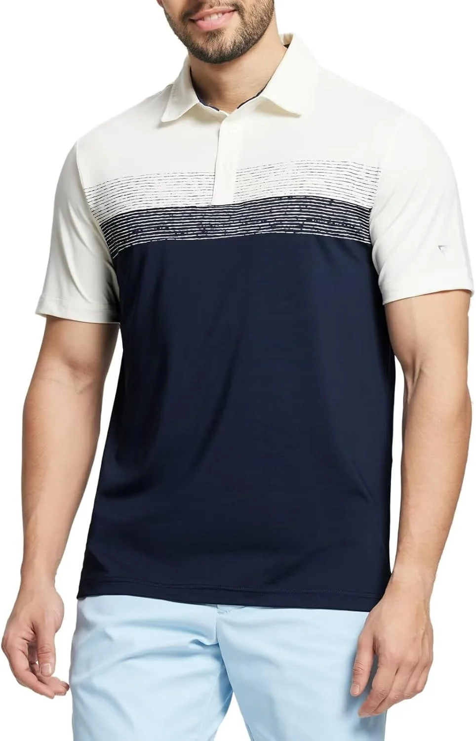 پیراهن های گلف مردانه M MAELREG با قابلیت خشک شدن سریع، طرح چاپی روی سینه، رنگبندی، جذب رطوبت، آستین کوتاه و غیر رسمی