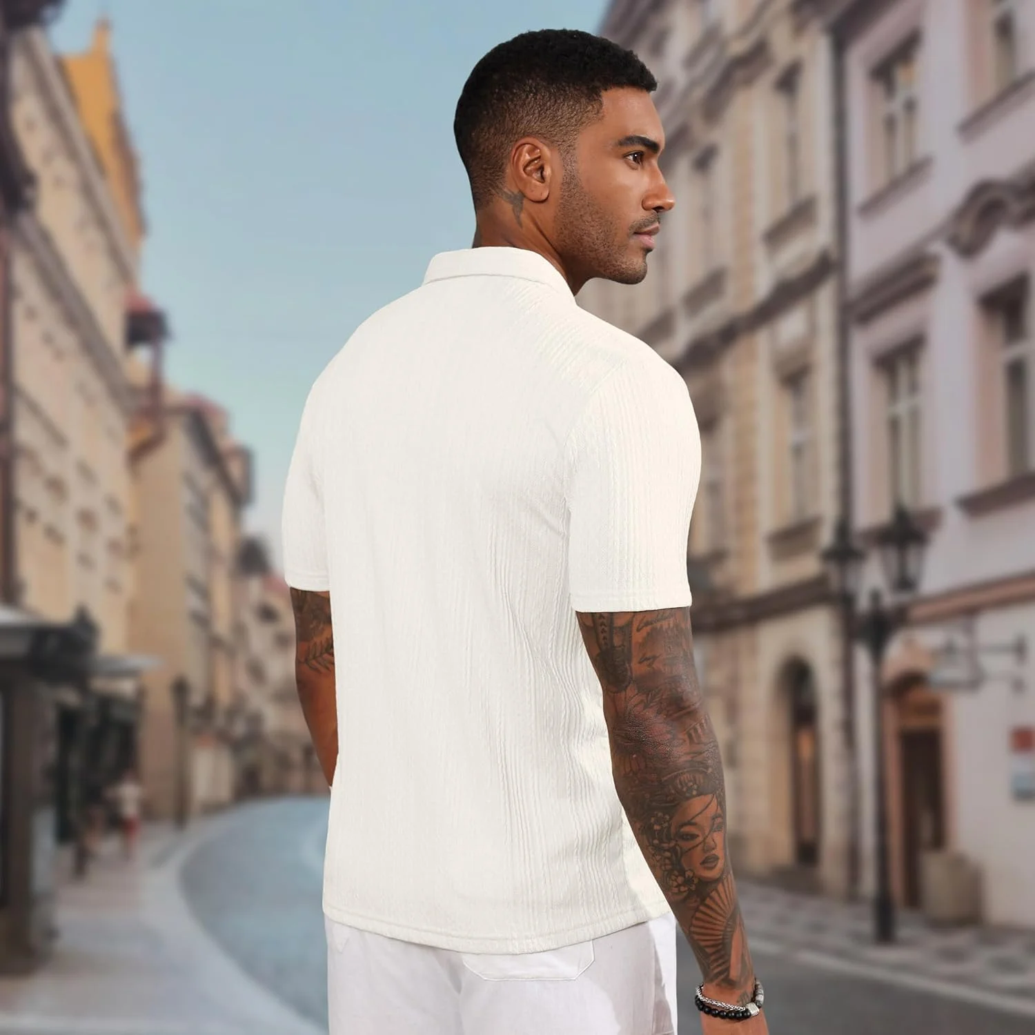 پولوشرت بافتنی مردانه LOGEEYAR آستین کوتاه، مدل معمولی، پولوشرت های بافت دار، پیراهن های گلف یقه دار غیر رسمی تابستانی