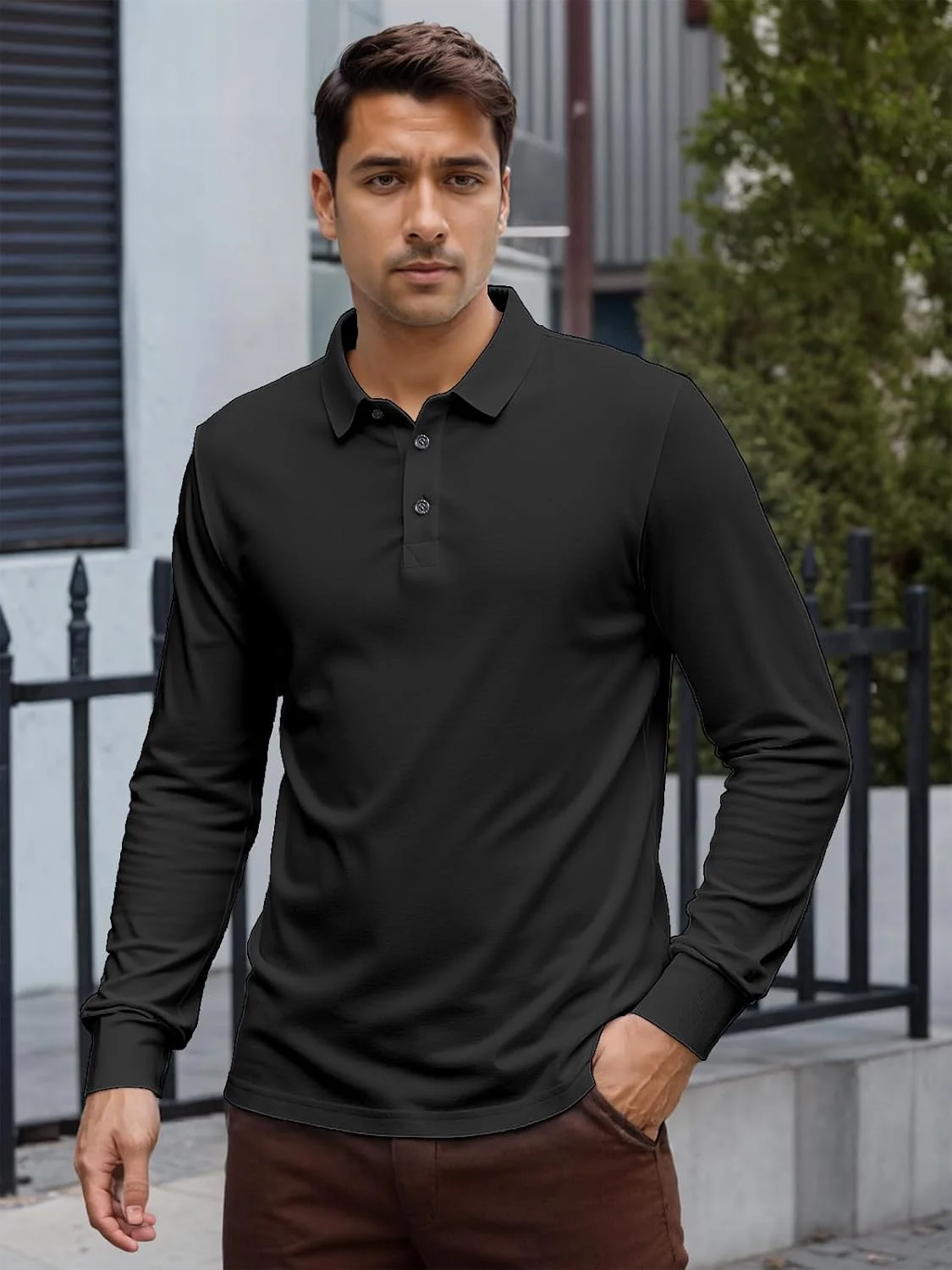 پولوشرت آستین بلند مردانه، تیشرت دکمه دار یقه دار، مناسب گلف پولوشرت آستین بلند مردانه، تیشرت دکمه دار یقه دار، مناسب گلف