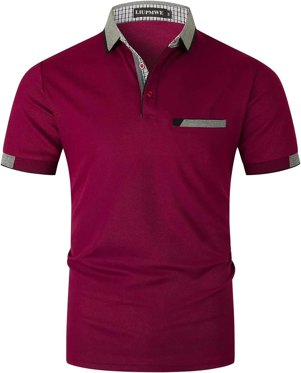 پولوشرت مردانه آستین کوتاه LIUPMWE، تی شرت یقه دار نخی غیر رسمی مردانه، تاپ های شیک گلف