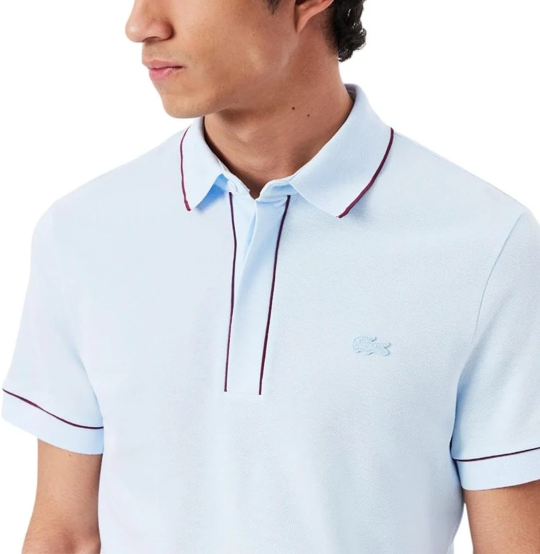 پولوشرت مردانه لاکوست مدل پاریس، آستین کوتاه، یقه و آستین با رنگ متفاوت، برش معمولی