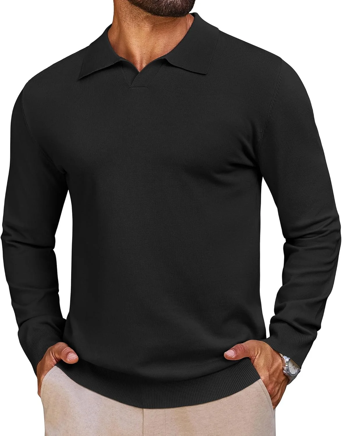 پولوشرت بافتنی مردانه Lexiart آستین بلند یقه هفت تنفس پذیر نرم و راحت سبک وزن رنگ ثابت مناسب گلف پولوشرت بافتنی مردانه Lexiart آستین بلند یقه هفت تنفس پذیر نرم و راحت سبک وزن رنگ ثابت مناسب گلف