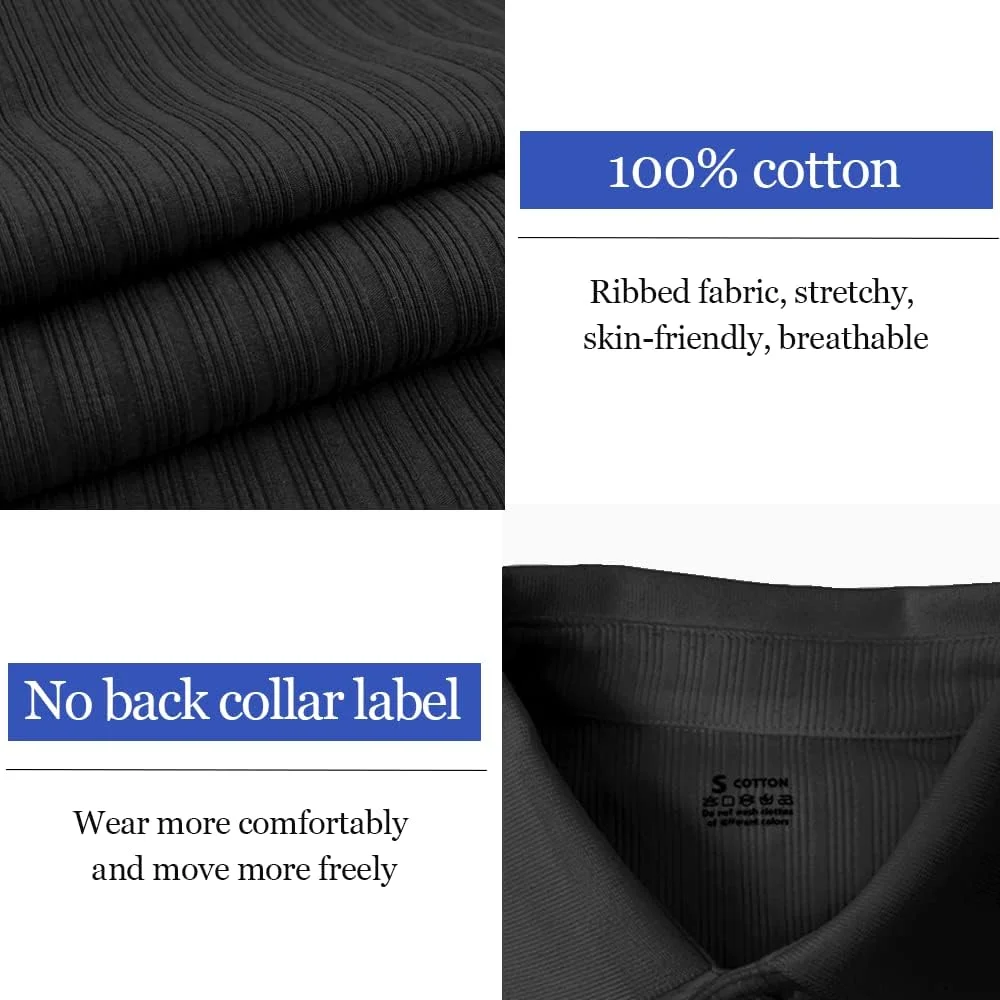 تی‌شرت عضلانی کشی مردانه Lehmanlin آستین بلند/کوتاه، تی‌شرت‌های نخی، پیراهن پولو Slim Fit