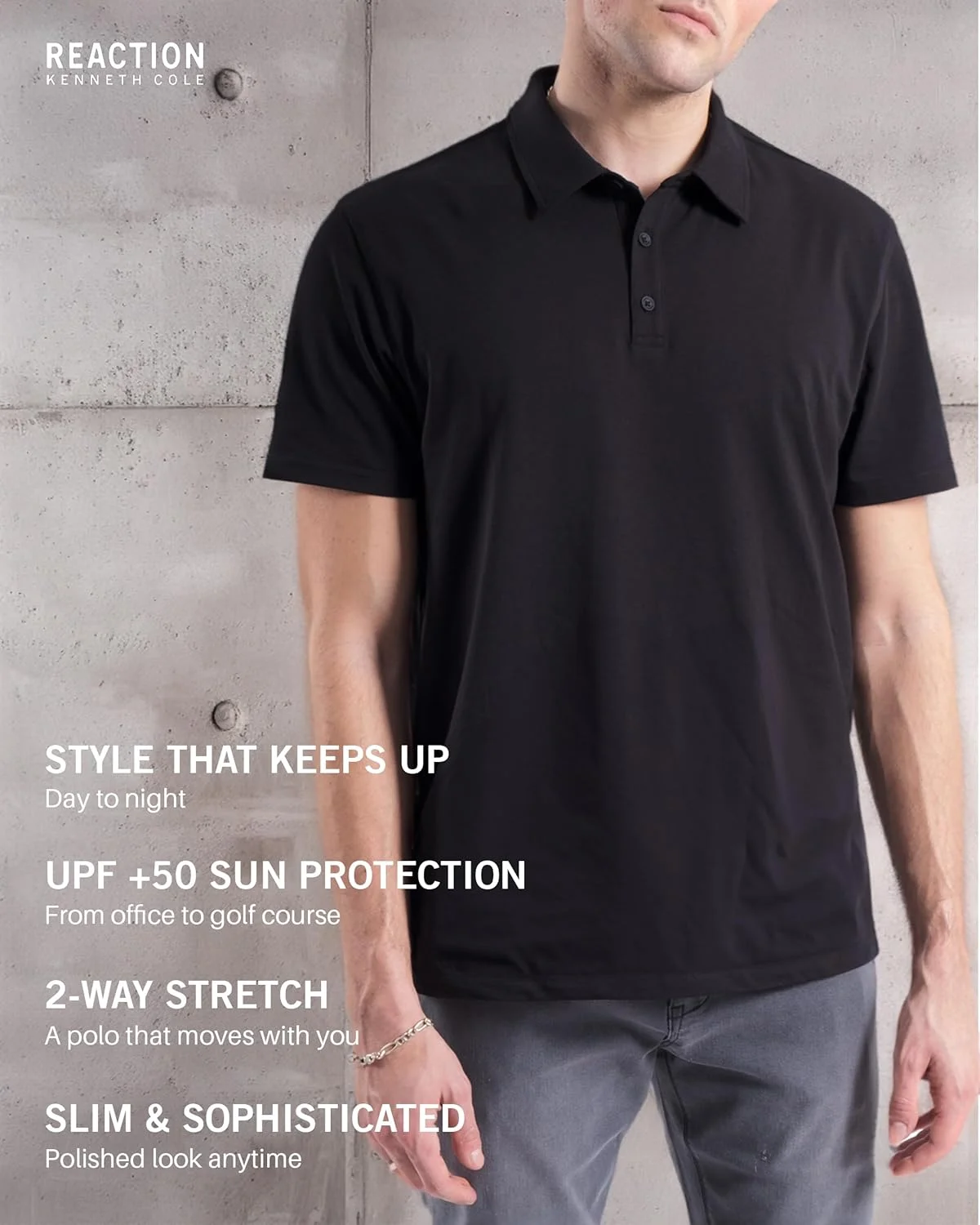 ست سه عددی پولوشرت مردانه کنت کول REACTION - پولوشرت آستین کوتاه مردانه - محافظت در برابر اشعه ماوراء بنفش 50+