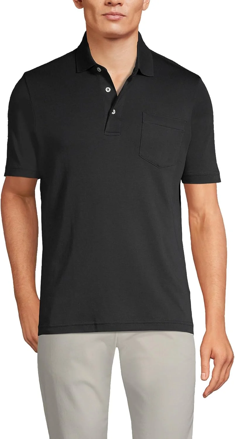 پولوشرت آستین کوتاه مردانه Lands' End، پنبه سوپیما درجه یک آمریکایی، جیب دار - سایز بزرگ پولوشرت آستین کوتاه مردانه Lands' End، پنبه سوپیما درجه یک آمریکایی، جیب دار - سایز بزرگ