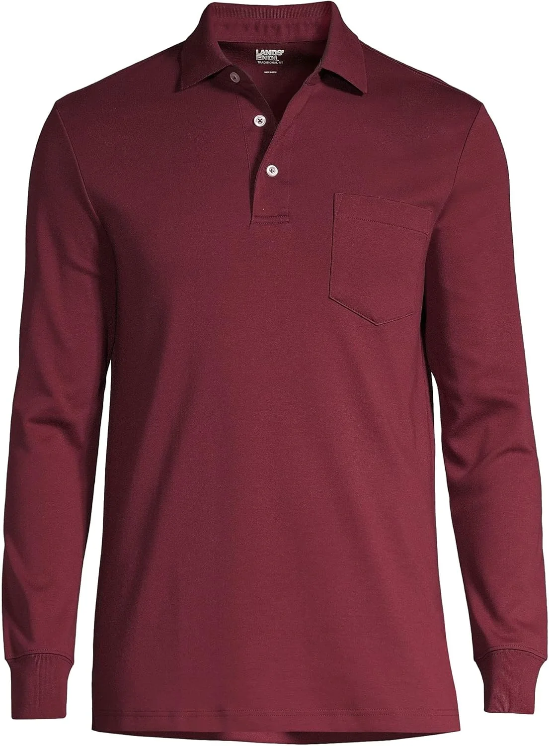 پولوشرت آستین بلند مردانه Lands' End پنبه سوپیما با جیب پولوشرت آستین بلند مردانه Lands' End پنبه سوپیما با جیب