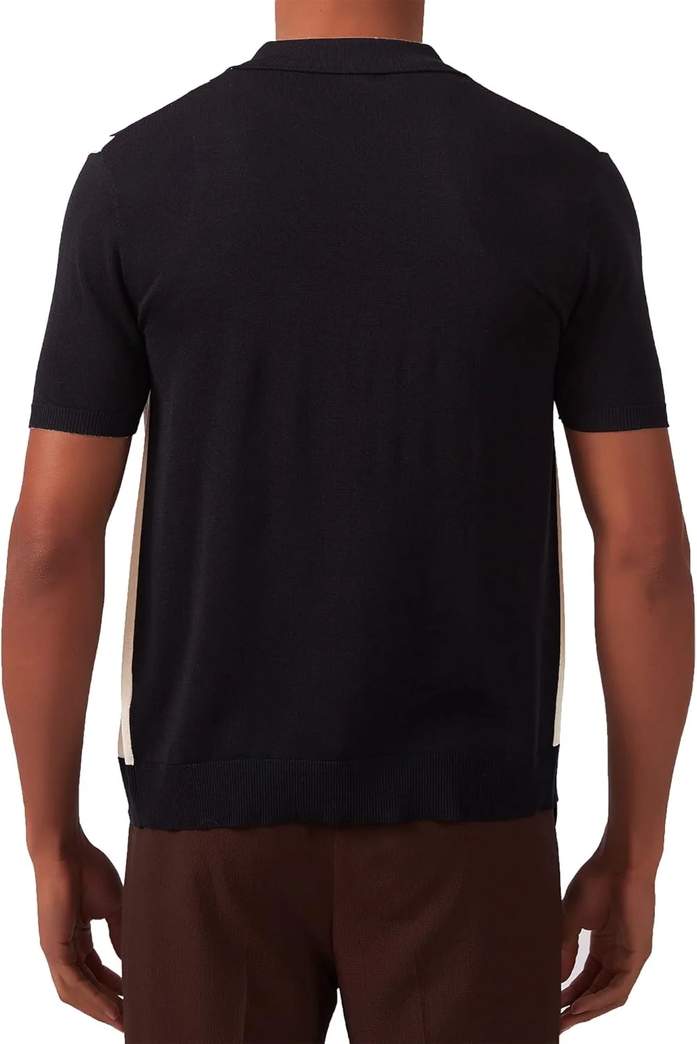 پیراهن پولو مردانه بافتنی طرح قدیمی آستین کوتاه راه راه دکمه دار