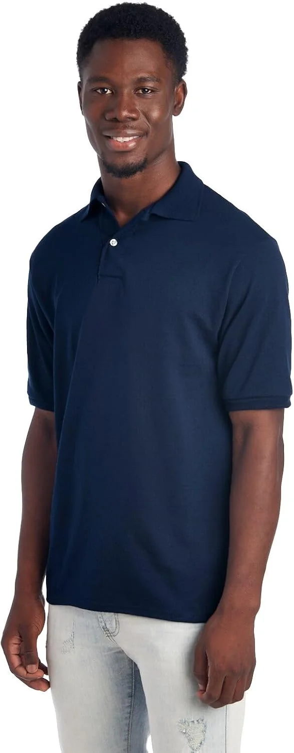 پولوشرت آستین کوتاه مردانه Jerzees، ترکیبی از پنبه، دو دکمه، برش معمولی، سایزهای S-5x پولوشرت آستین کوتاه مردانه Jerzees، ترکیبی از پنبه، دو دکمه، برش معمولی، سایزهای S-5x