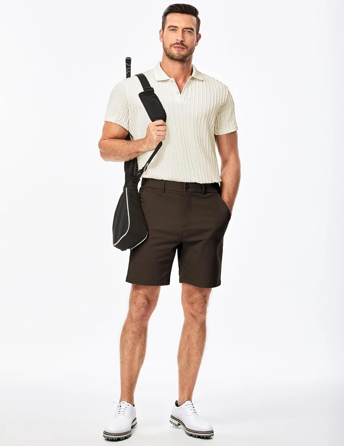 پولوشرت مردانه غیر رسمی JMIERR آستین کوتاه دکمه دار کشباف مناسب تعطیلات و ساحل