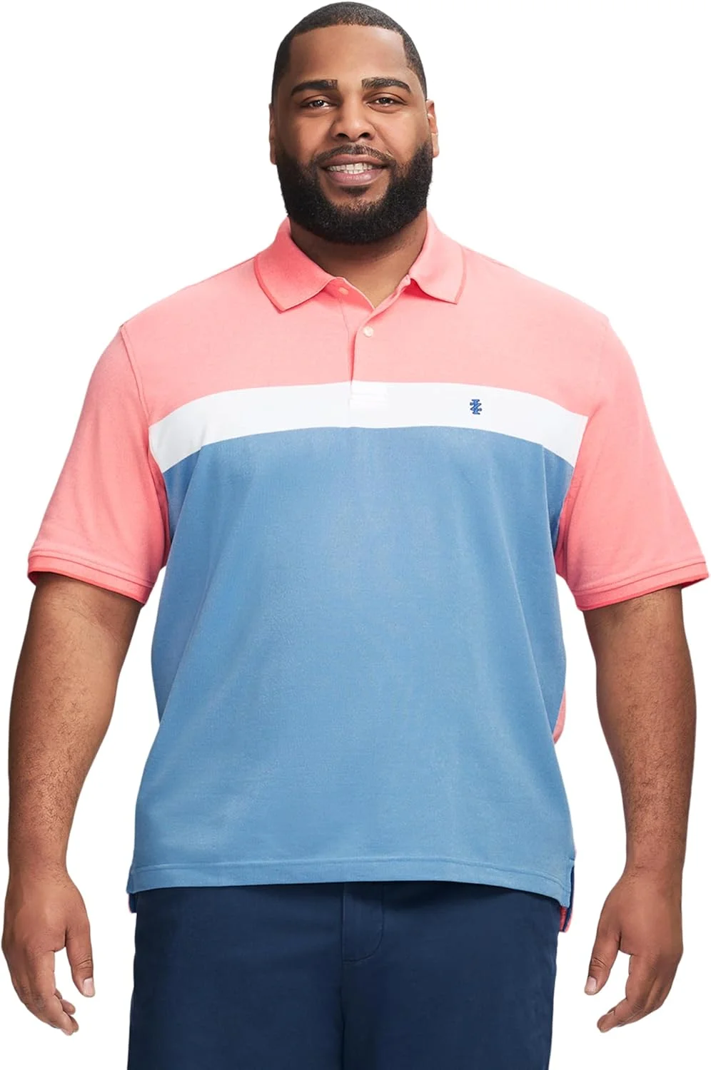 پولوشرت آستین کوتاه راه راه مردانه ایزود، سایز بزرگ و قد بلند، با کارایی عالی