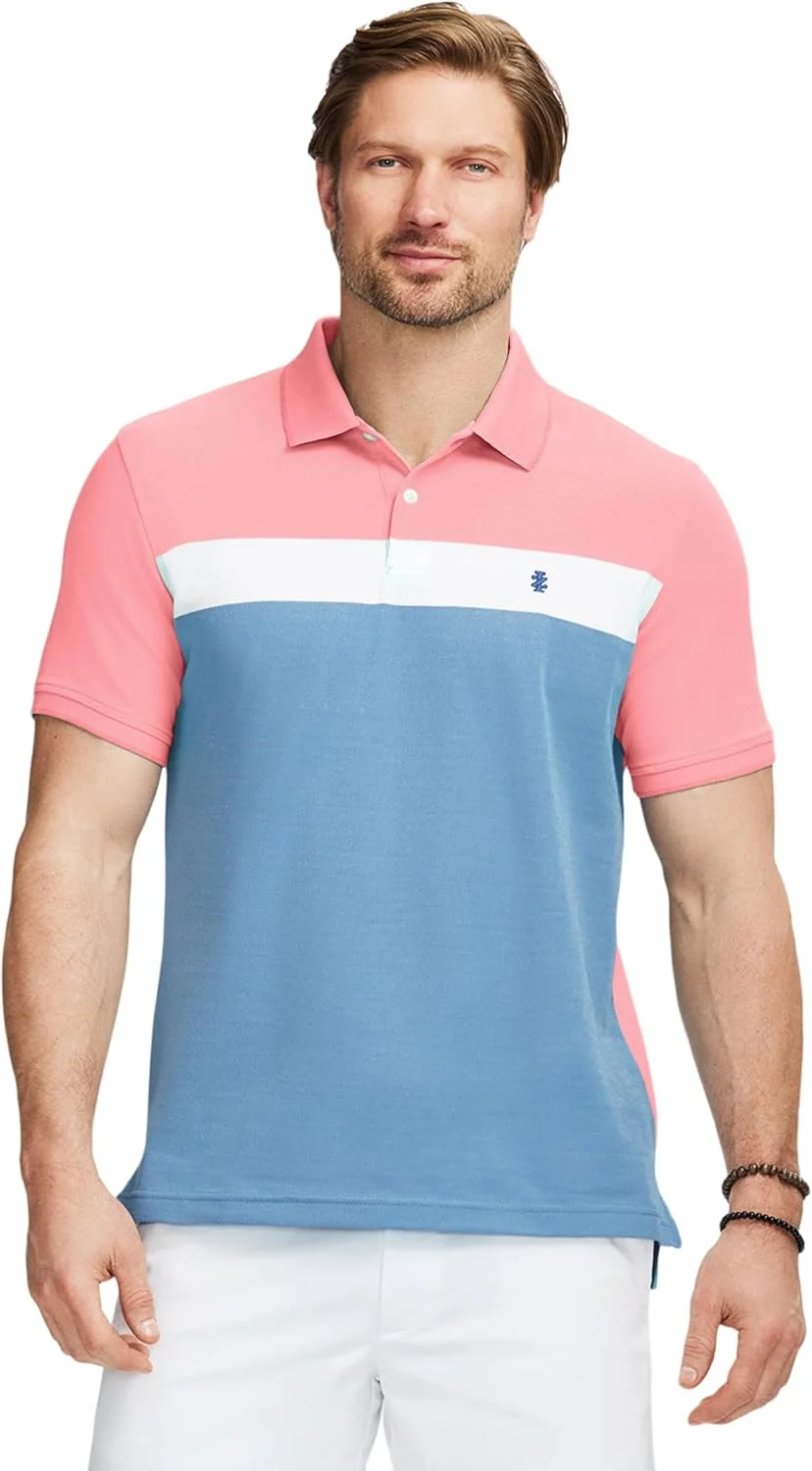 پولوشرت آستین کوتاه مردانه ایزود با طرح راه راه