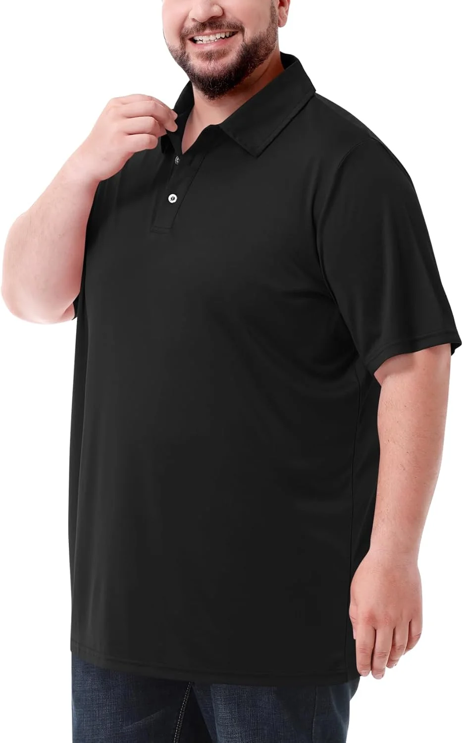 پولوشرت مردانه سایز بزرگ و قد بلند، محافظت در برابر اشعه ماوراء بنفش 50+، مناسب کار غیر رسمی، خشک شوندگی سریع، آستین کوتاه، یقه دار (XL-8XL)