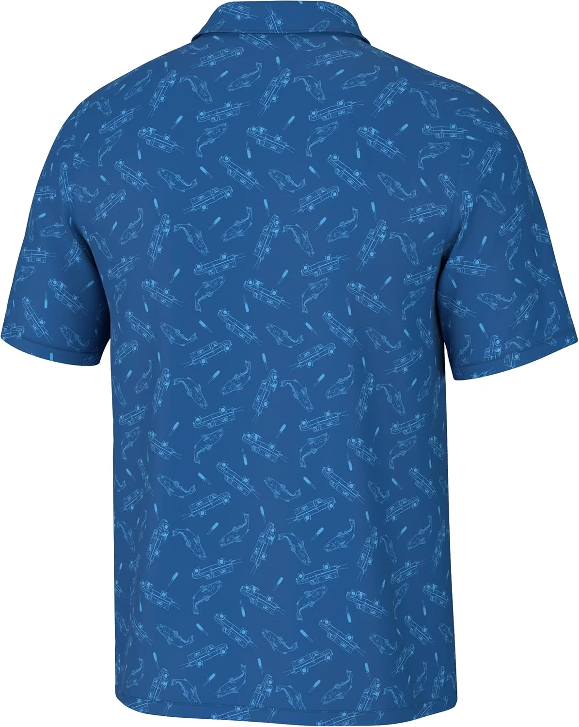 پولوشرت مردانه HUK Pursuit Pattern، پولوشرت آستین کوتاه با عملکرد بالا، Marolina Blue، سایز 3X-Large