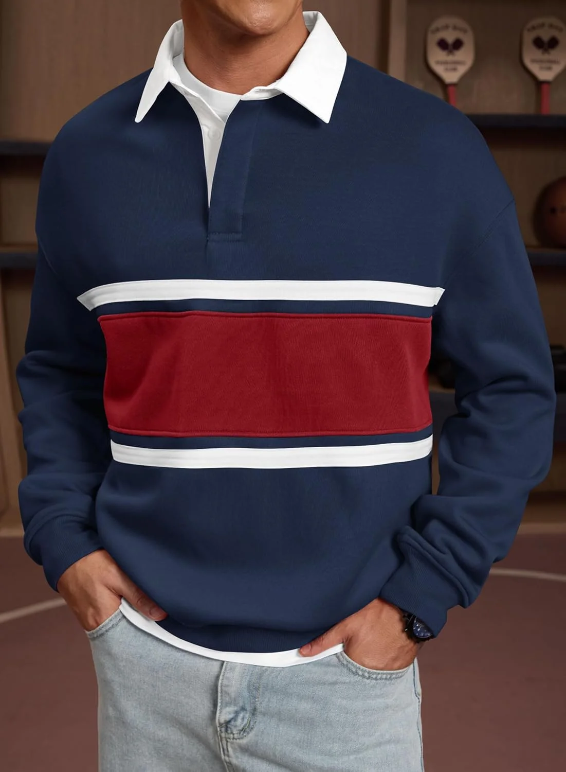 پلیور پولو مردانه ضخیم و پشمی با طرح رنگی پلیور پولو مردانه ضخیم و پشمی با طرح رنگی