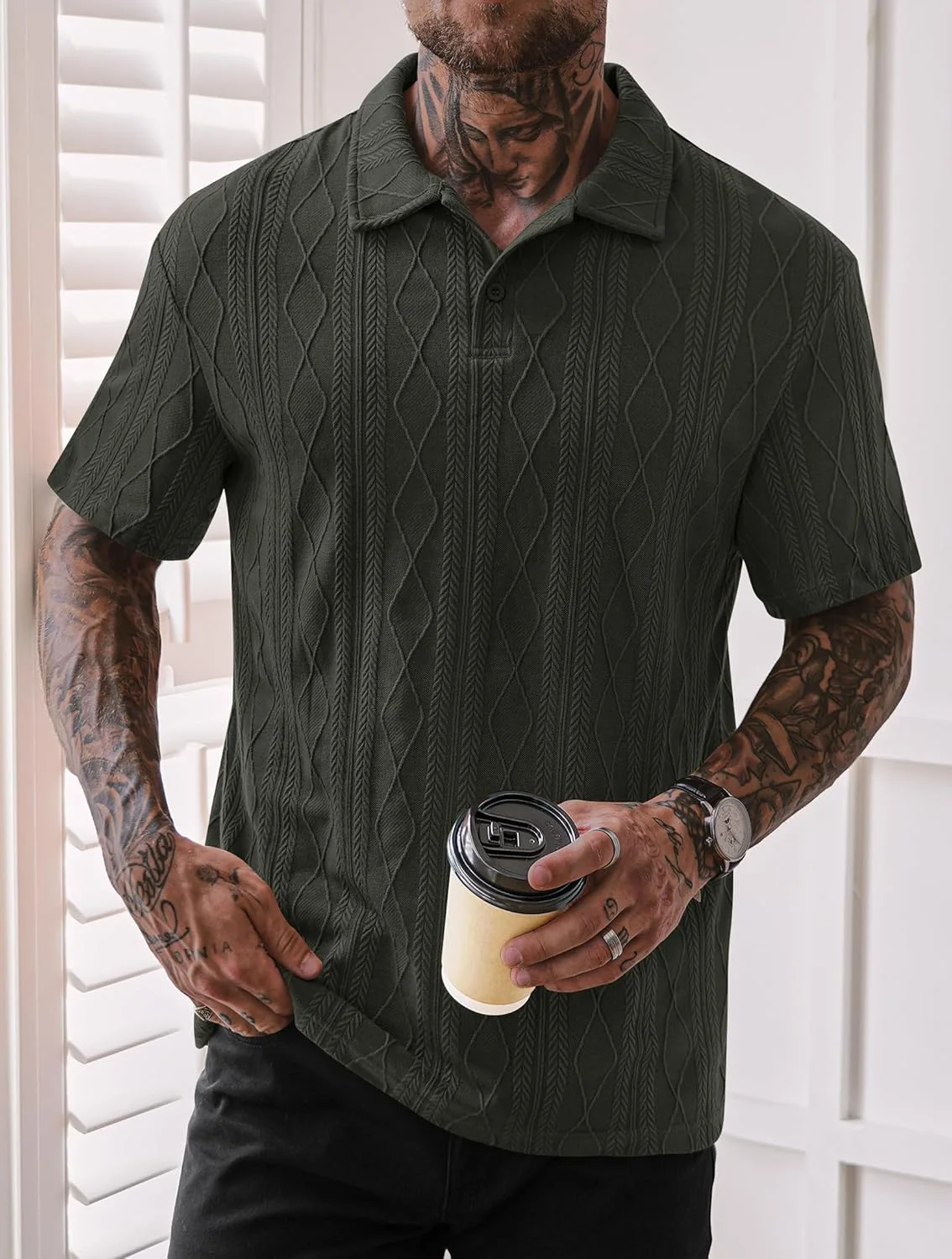 پولوشرت بافتنی مردانه، مدل آزاد، کشی، مناسب تابستان (S-XXL)