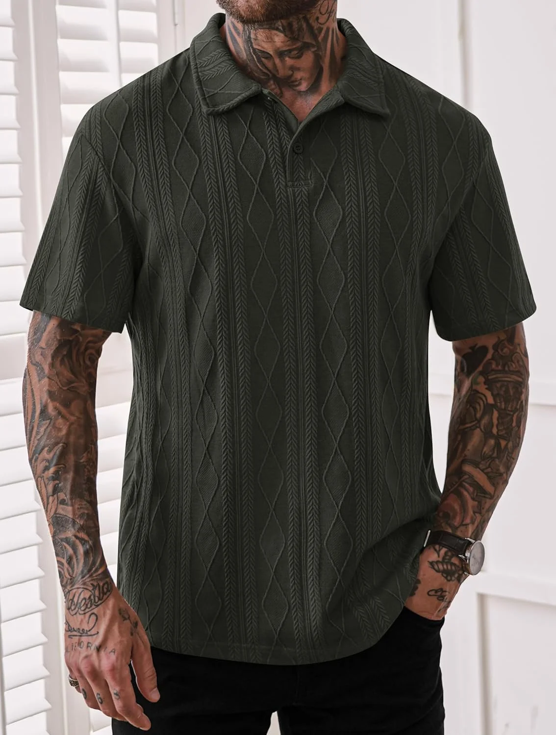 پولوشرت بافتنی مردانه، مدل آزاد، کشی، مناسب تابستان (S-XXL)