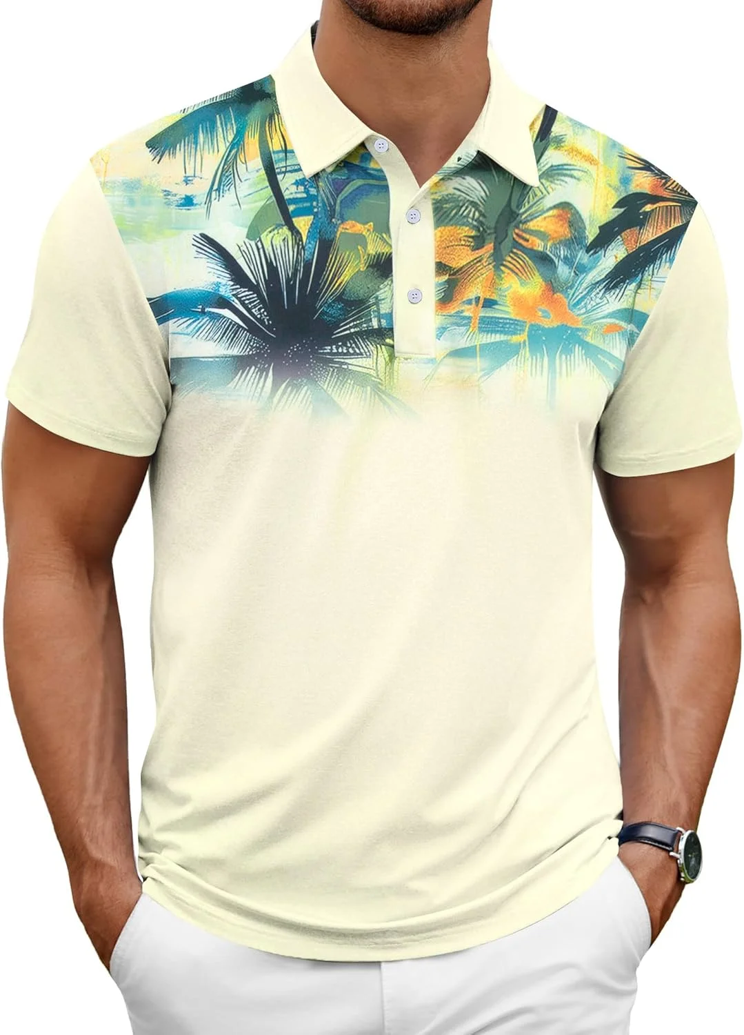 پولوشرت های گلف مردانه با طرح هاوایی، پولوشرت های گلف چاپی با کیفیت، تاپ گلف با قابلیت جذب رطوبت، خشک شدن سریع، تیشرت های ورزشی نرم