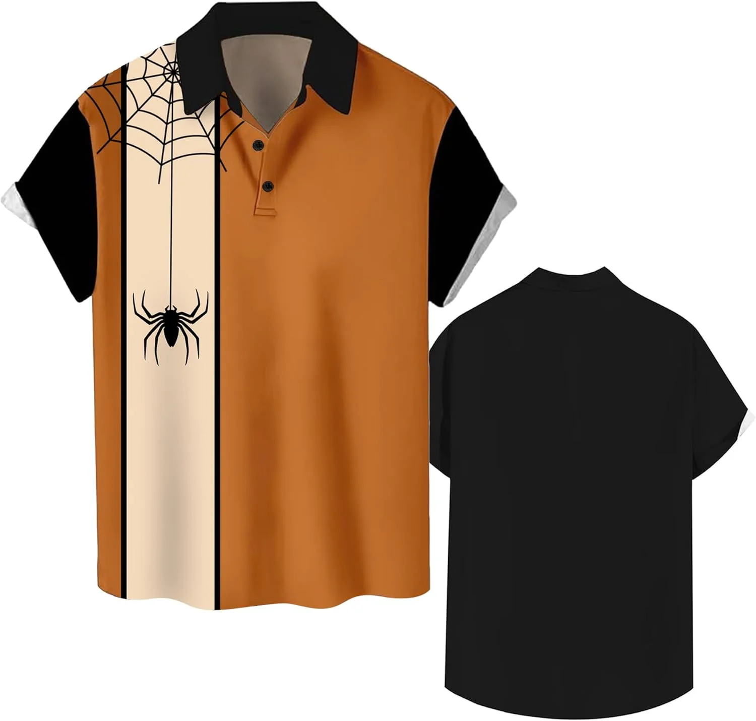 تی شرت های مردانه برای هالووین: تی شرت پولو دکمه دار گرافیکی آستین کوتاه زیبا و ترسناک و انعطاف پذیر