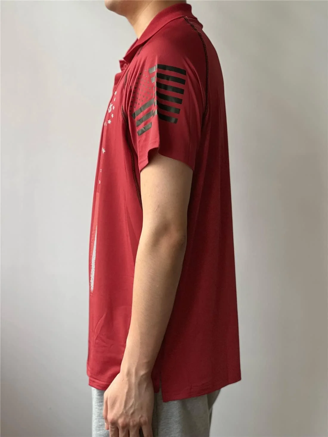 پولوشرت آستین کوتاه مردانه با طرح پرچم آمریکا، مناسب گلف و فعالیت های ورزشی (S-3XL)