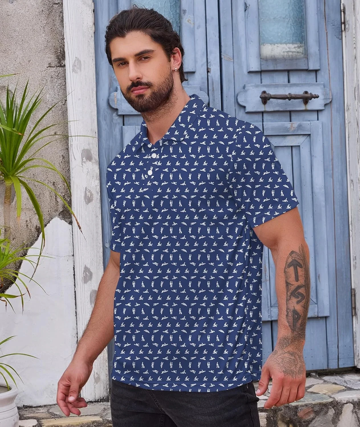 پولوشرت های گلف مردانه با طرح های بامزه، آستین کوتاه، عملکرد بالا