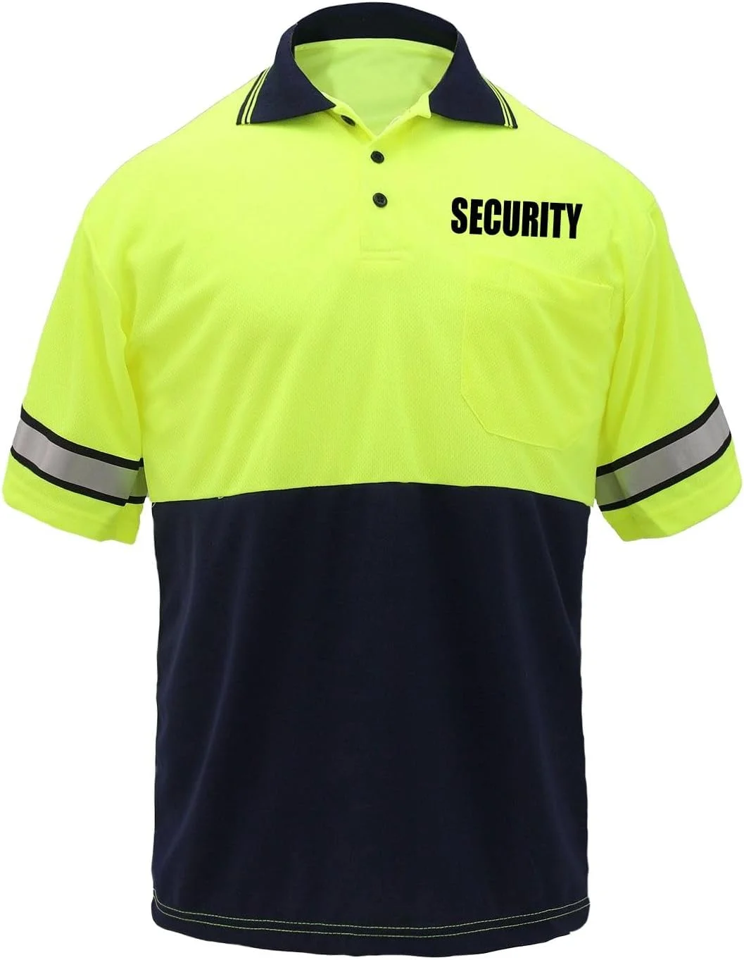 پولوشرت مردانه درجه یک، دید بالا، مدل معمولی، مناسب حراست و استفاده روزمره، دارای نوارهای بازتابنده، زرد/لیمویی، استاندارد ANSI پولوشرت مردانه درجه یک، دید بالا، مدل معمولی، مناسب حراست و استفاده روزمره، دارای نوارهای بازتابنده، زرد/لیمویی، استاندارد ANSI