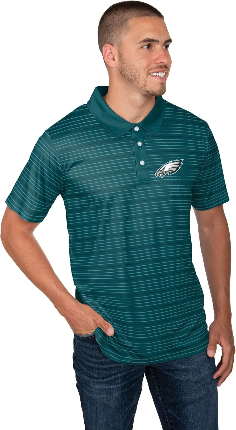 پولوشرت آستین کوتاه راه راه پلی استر با لوگوی تیم ان اف ال مردانه