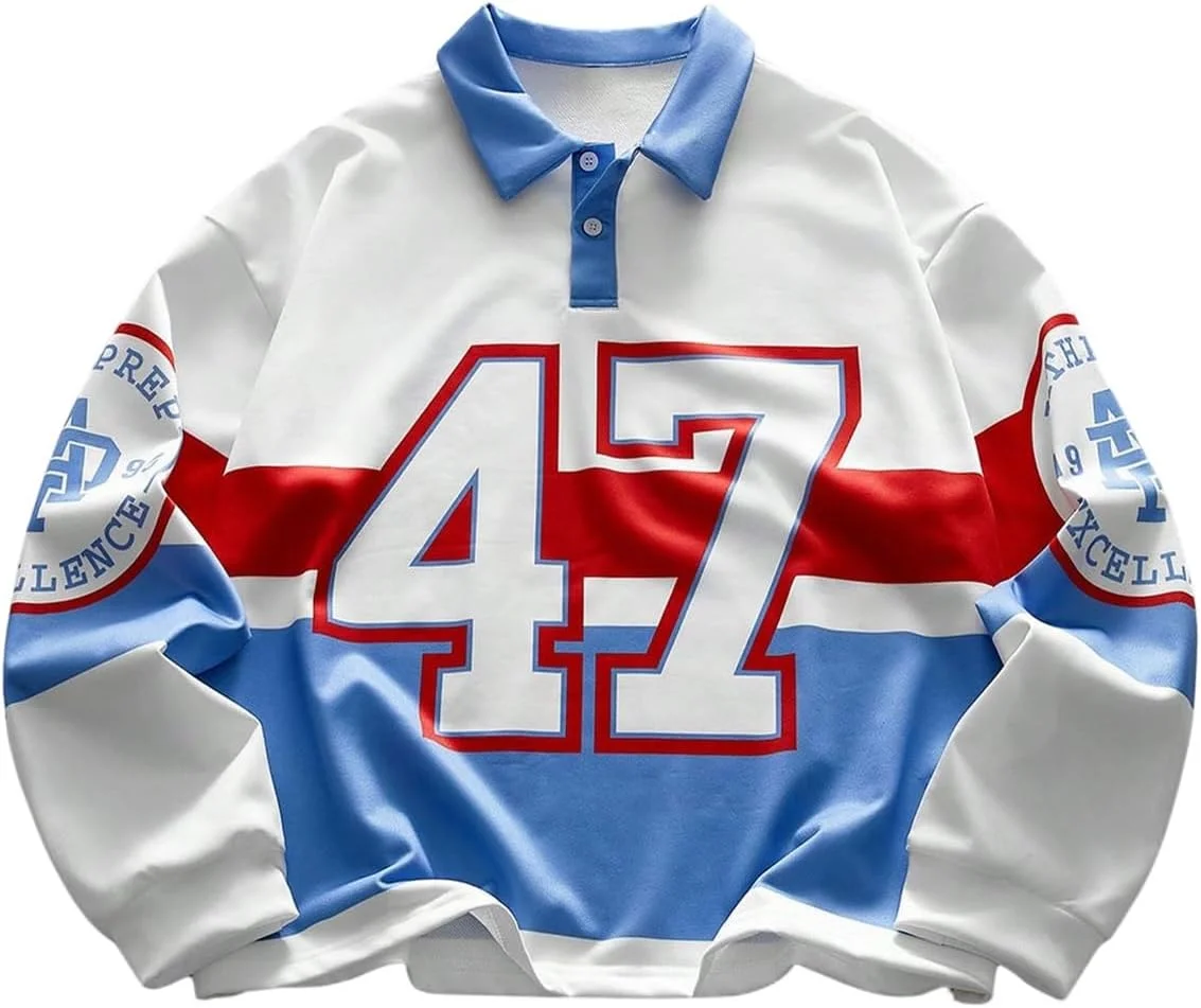 Floerns پیراهن مردانه گشاد طرح شماره، آستین بلند، دکمه دار، طرح گرافیکی خیابانی Floerns پیراهن مردانه گشاد طرح شماره، آستین بلند، دکمه دار، طرح گرافیکی خیابانی