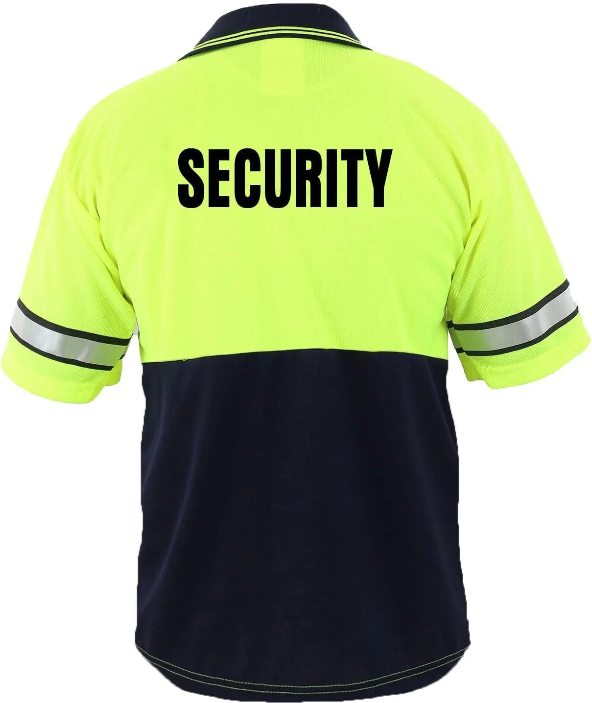 پولوشرت مردانه درجه یک، دید بالا، مدل معمولی، مناسب حراست و استفاده روزمره، دارای نوارهای بازتابنده، زرد/لیمویی، استاندارد ANSI