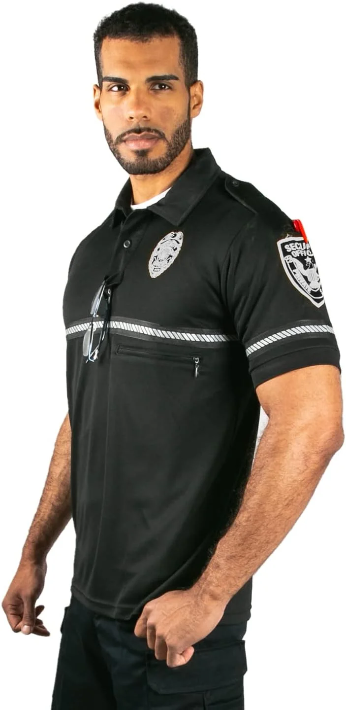 پیراهن پولو گشت دوچرخه سواری با نشان امنیتی درجه یک، تکه دوزی، جیب زیپ دار و نوارهای بازتابنده