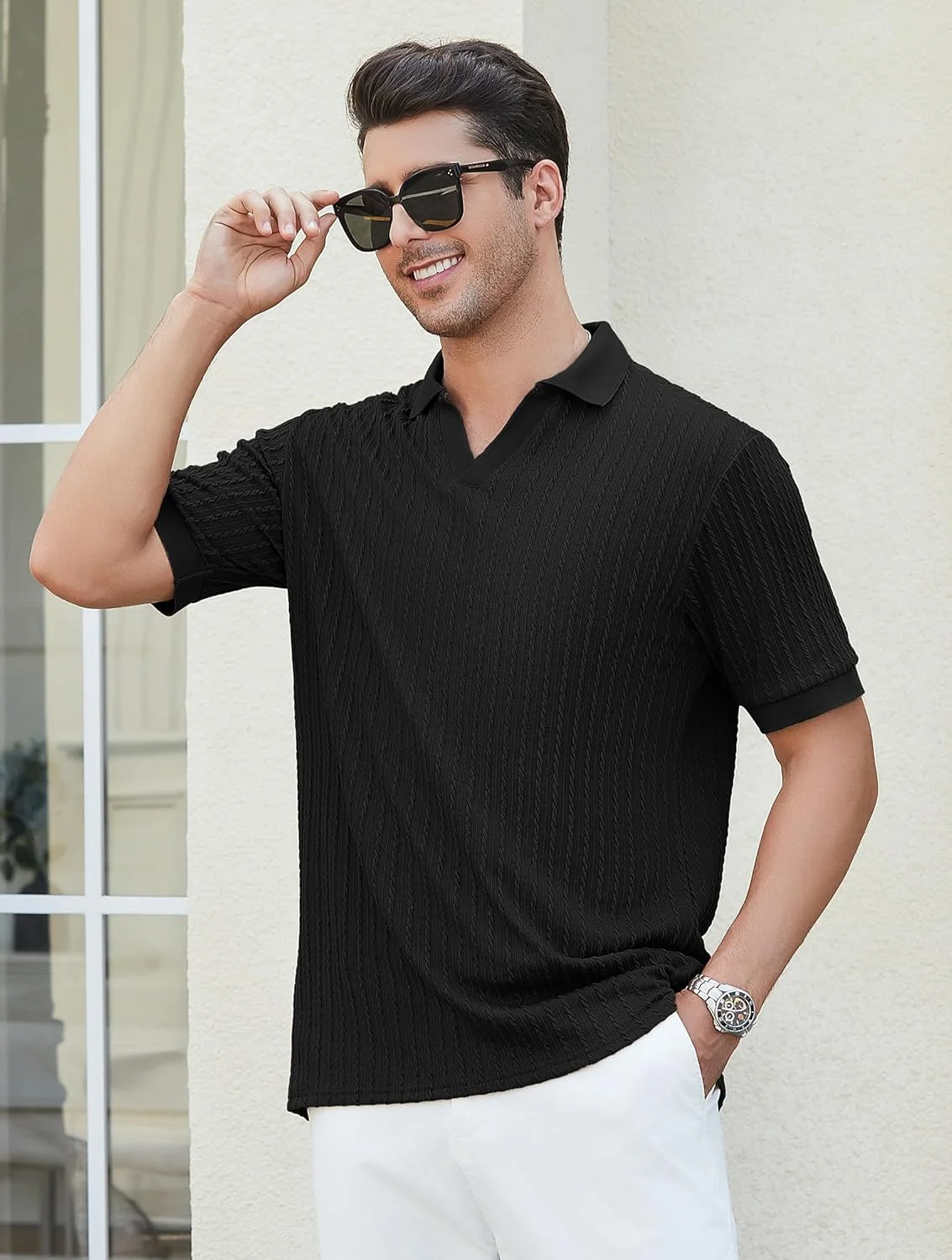 پیراهن های گلف مردانه Esabel.C آستین کوتاه با قابلیت خشک شدن سریع و ضد رطوبت