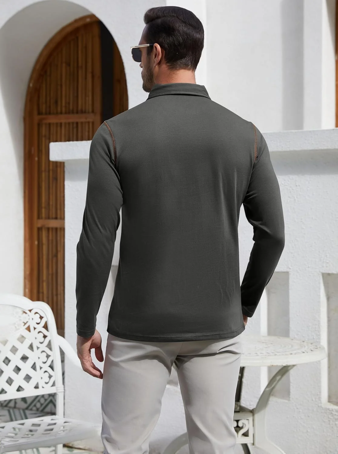 پولوشرت آستین بلند مردانه EDITCOZY با جیب، دکمه دار و یقه دار، مناسب استفاده روزمره و بازی گلف