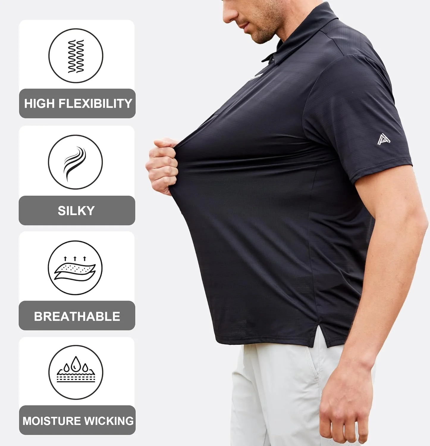 پیراهن های گلف ژاکارد مردانه Esabel.C، آستین کوتاه با قابلیت جذب رطوبت و خشک شدن سریع