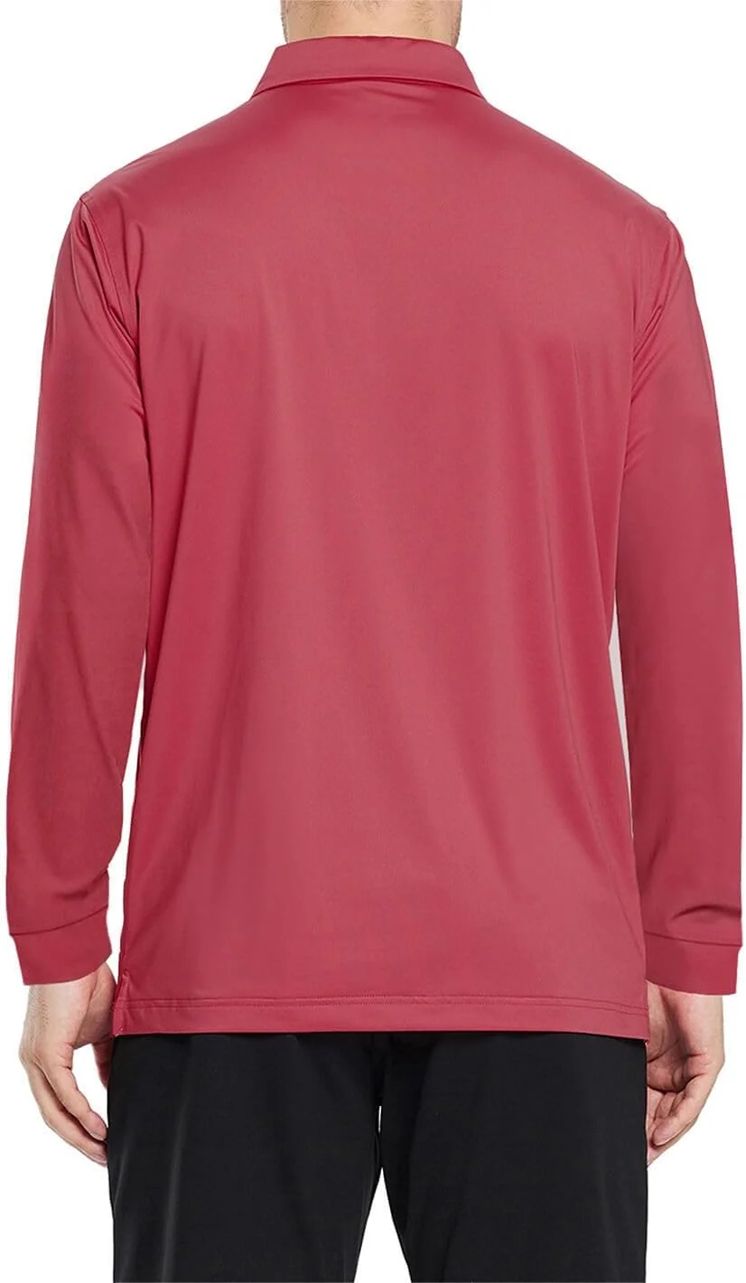 پولوشرت آستین بلند مردانه، غیررسمی، با فیت خشک، عملکرد بالا، طراحی یقه دار