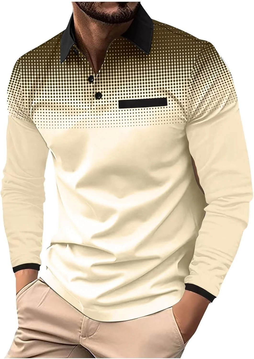 پولوشرت آستین بلند مردانه DEEX، پولوشرت های شیک و غیررسمی، پولوشرت گلف باریک با جیب