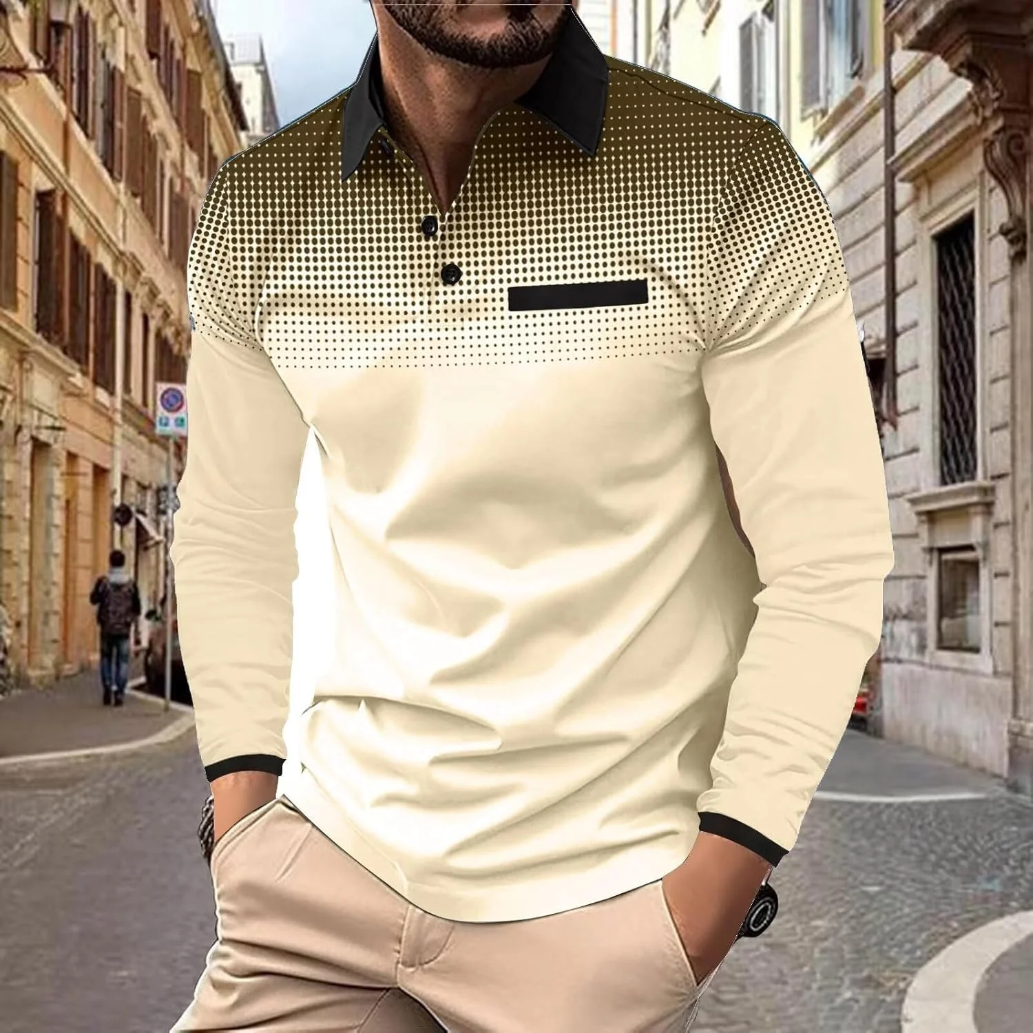 پولوشرت آستین بلند مردانه DEEX، پولوشرت های شیک و غیررسمی، پولوشرت گلف باریک با جیب