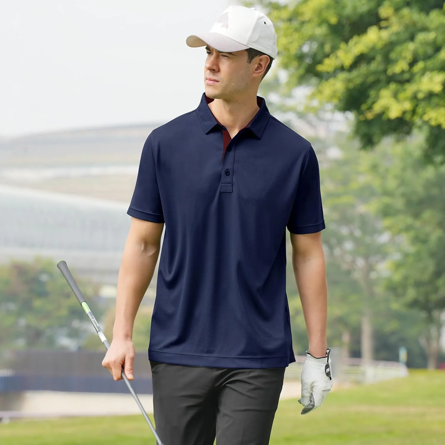 پولوشرت مردانه DEOLAX، آستین کوتاه، مناسب گلف، با طراحی ساده و پارچه نرم و خنک