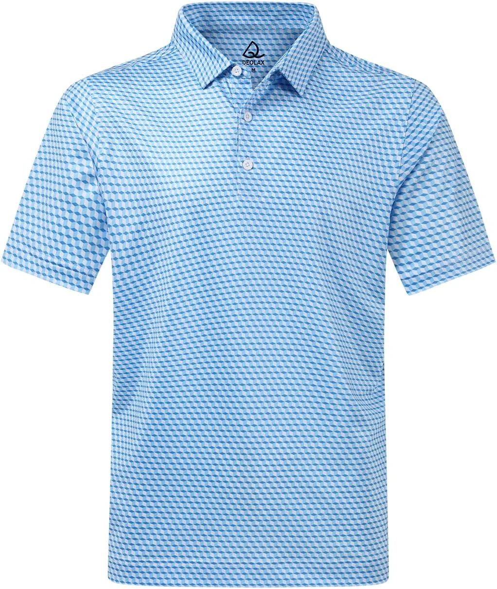 پولوشرت مردانه DEOLAX با طرح های مد روز، مناسب گلف، با قابلیت خشک شدن سریع و آستین کوتاه