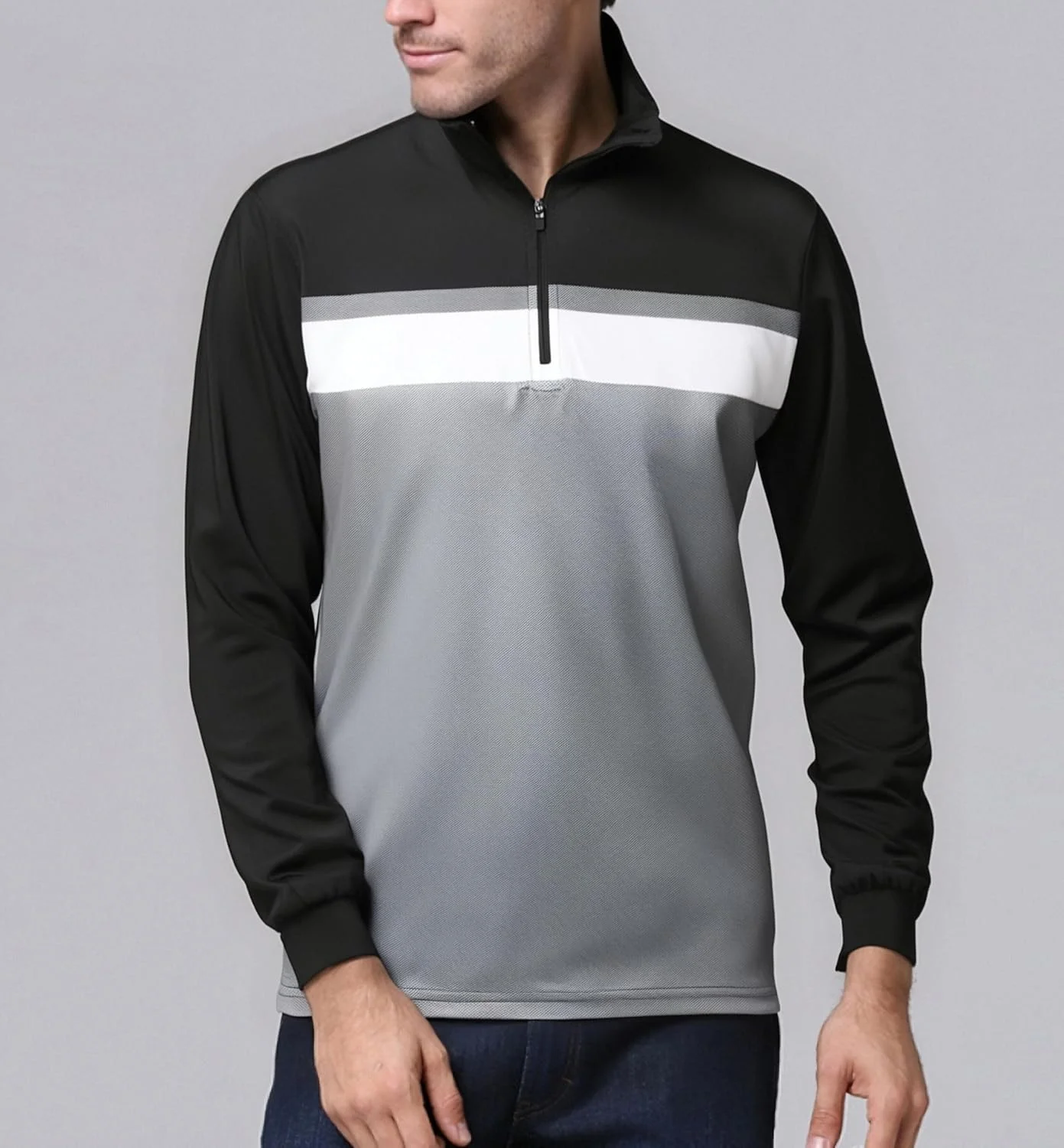 پلیور مردانه آستین بلند زیپ دار Damipow، مناسب گلف، پیراهن ورزشی زیپ دار، پولوشرت ورزشی مناسب دویدن و فعالیت های خارج از منزل برای مردان