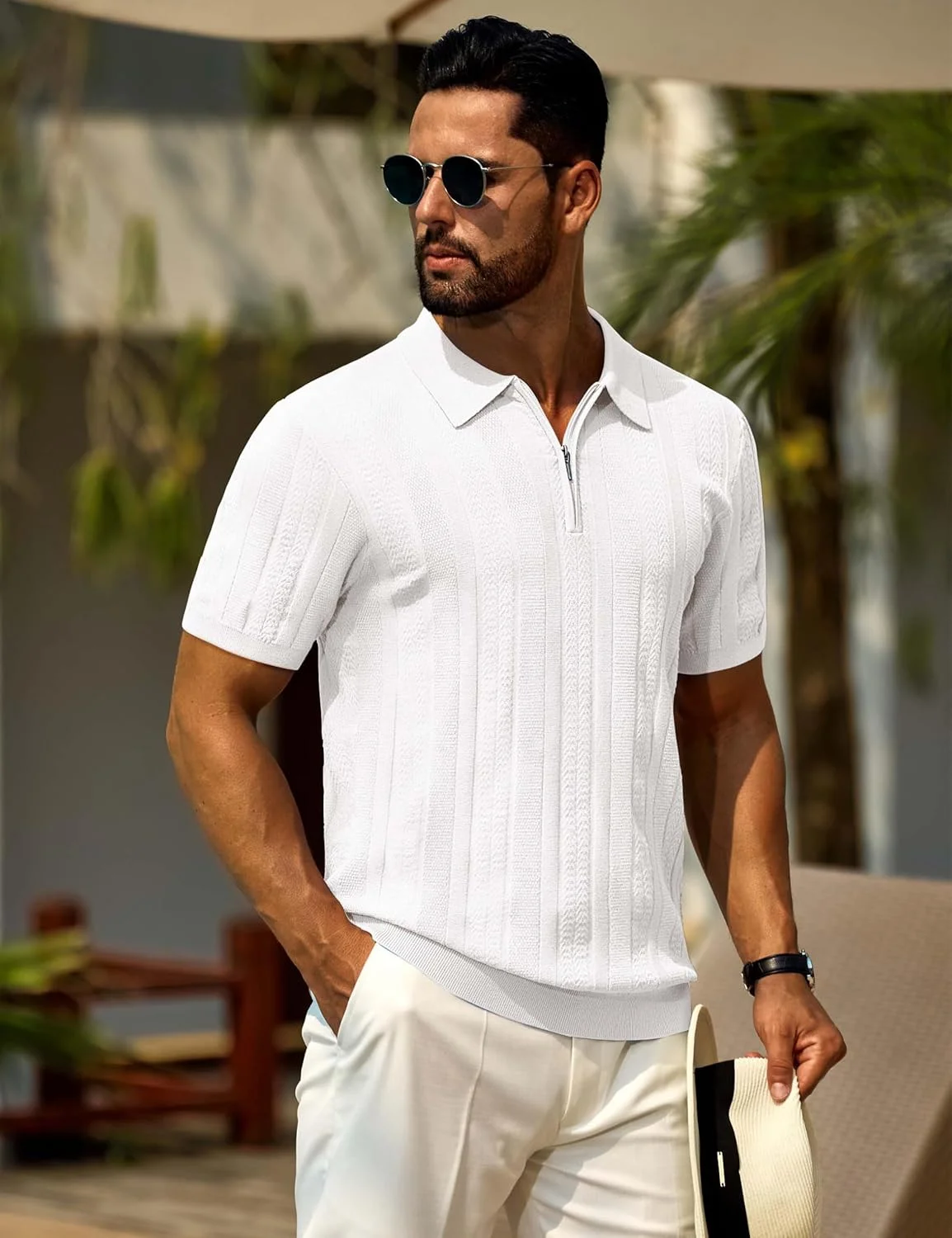 پولوشرت مردانه زیپ‌دار آستین کوتاه بافت‌دار، پولوشرت‌های معمولی کشی مناسب گلف